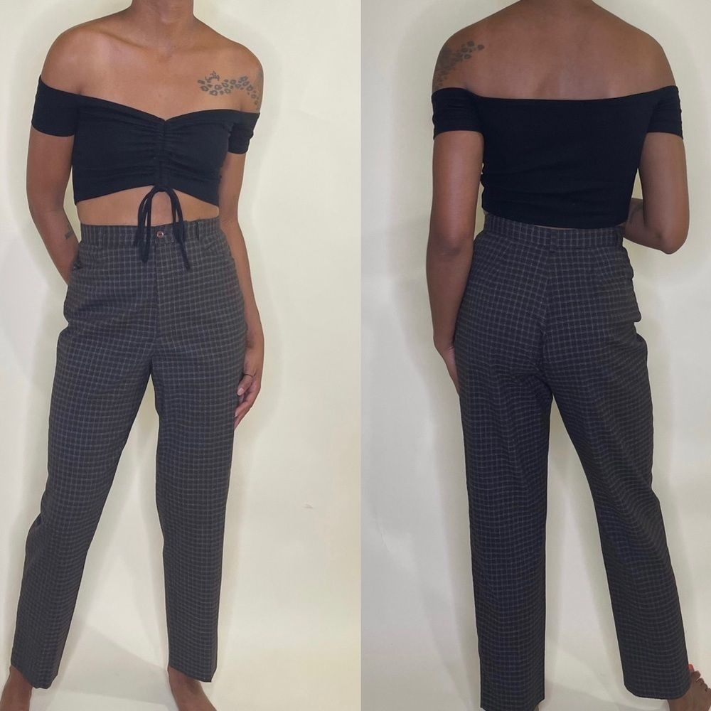 Vintage brown plaid trousers sz 12